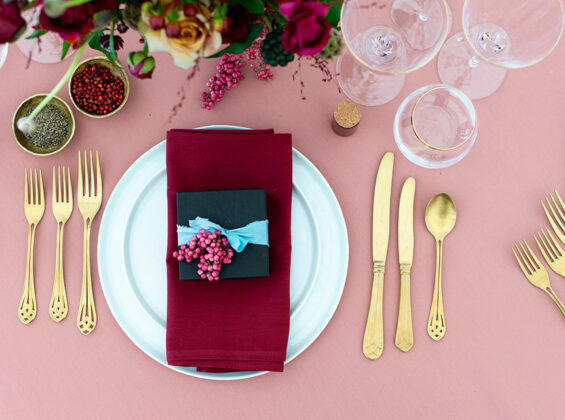 Rose Blush and Merlot Red