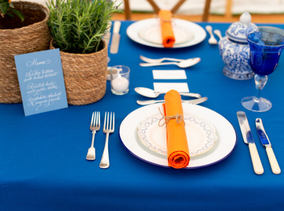 Royal Blue with Mandarin Orange